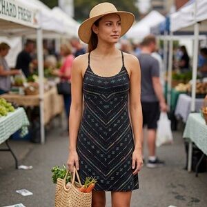 Patagonia Strappy A-Line Dress Women’s S Small Black Geometric